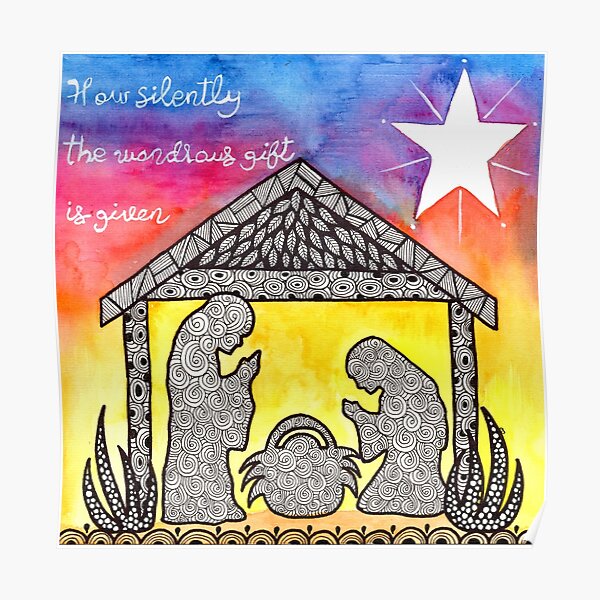 Watercolor Doodle | Nativity Scene Poster
