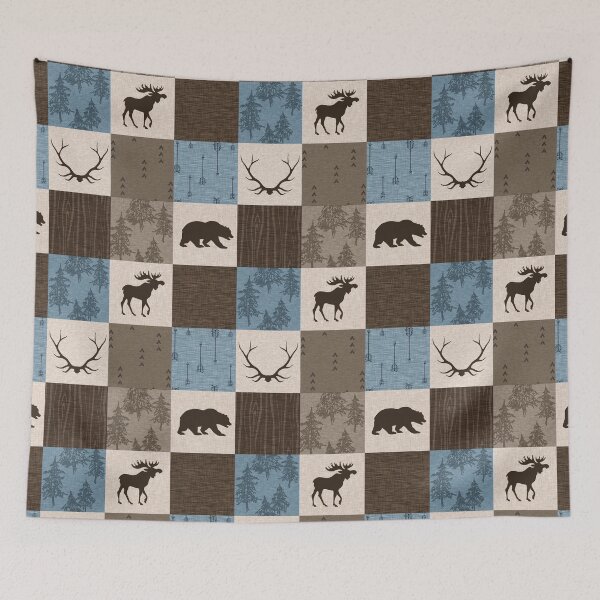 Item preview, Woodland Patchwork- Blue, Brown And beige  designed and sold by SugarPineDesign.