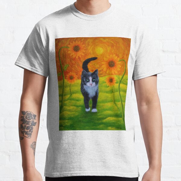 Cat and Sunflowers Classic T-Shirt