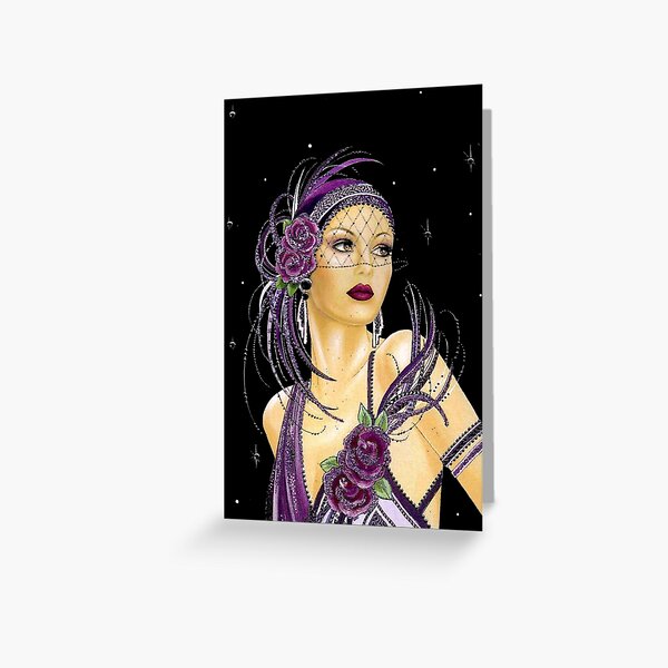 FLAPPER: Vintage 1930 Art Deco Print Carte de vœux