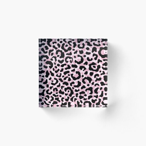 Leopard print / Pale pink Acrylic Block