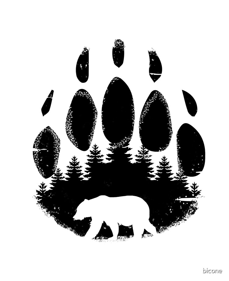 Black Bear Paw Print - Forest Landscape" iPad & Skin by bicone | Redbubble