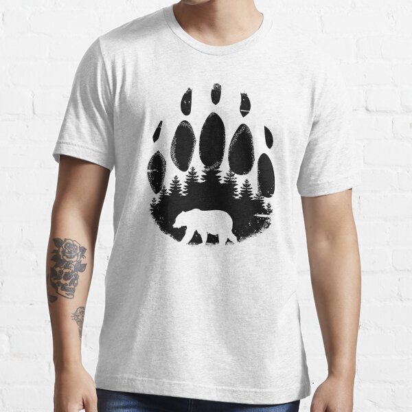 Black Bear Paw Print Forest Landscape T Shirt For Sale By Bicone Redbubble Black Bear T 
