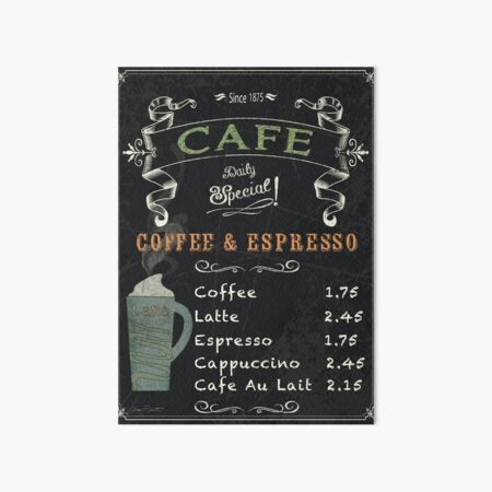 Item preview, Cafe Blackboard Coffee Menu JP3046 designed and sold by Jean Plout.