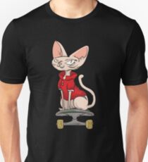 Camiseta ajustada Sphynx Cat Skating Skate Skateboard Regalo y Presente