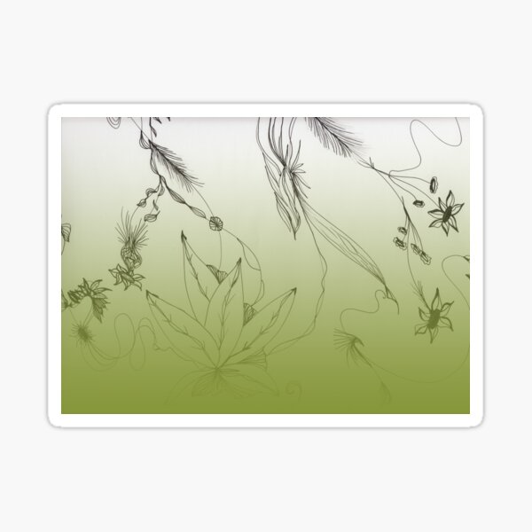 Green Floral Art - Gradient Sticker