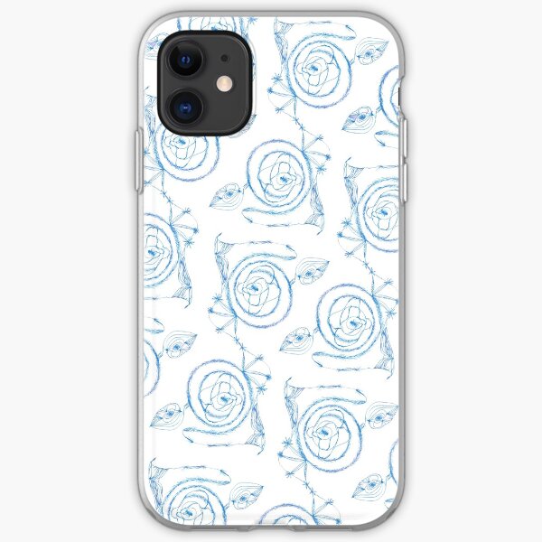 Blue Spirals on White iPhone Soft Case