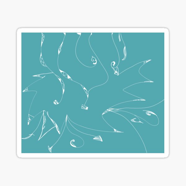 White Rain on Aqua Blue Sticker
