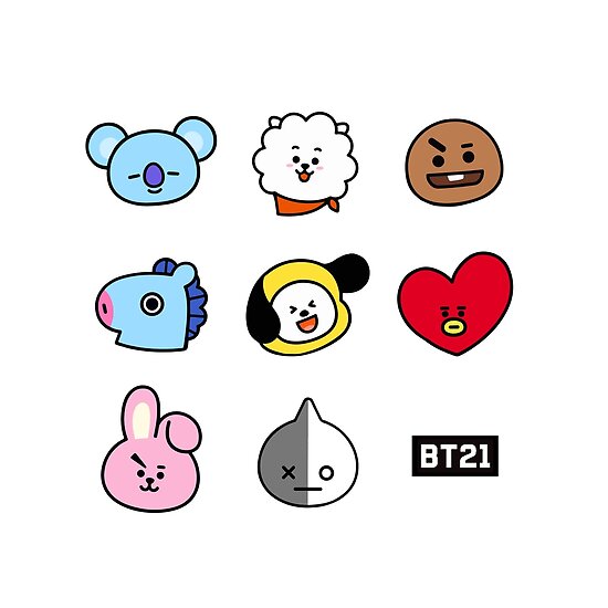  BTS BT21 Faces  Posters by oohfluff Redbubble