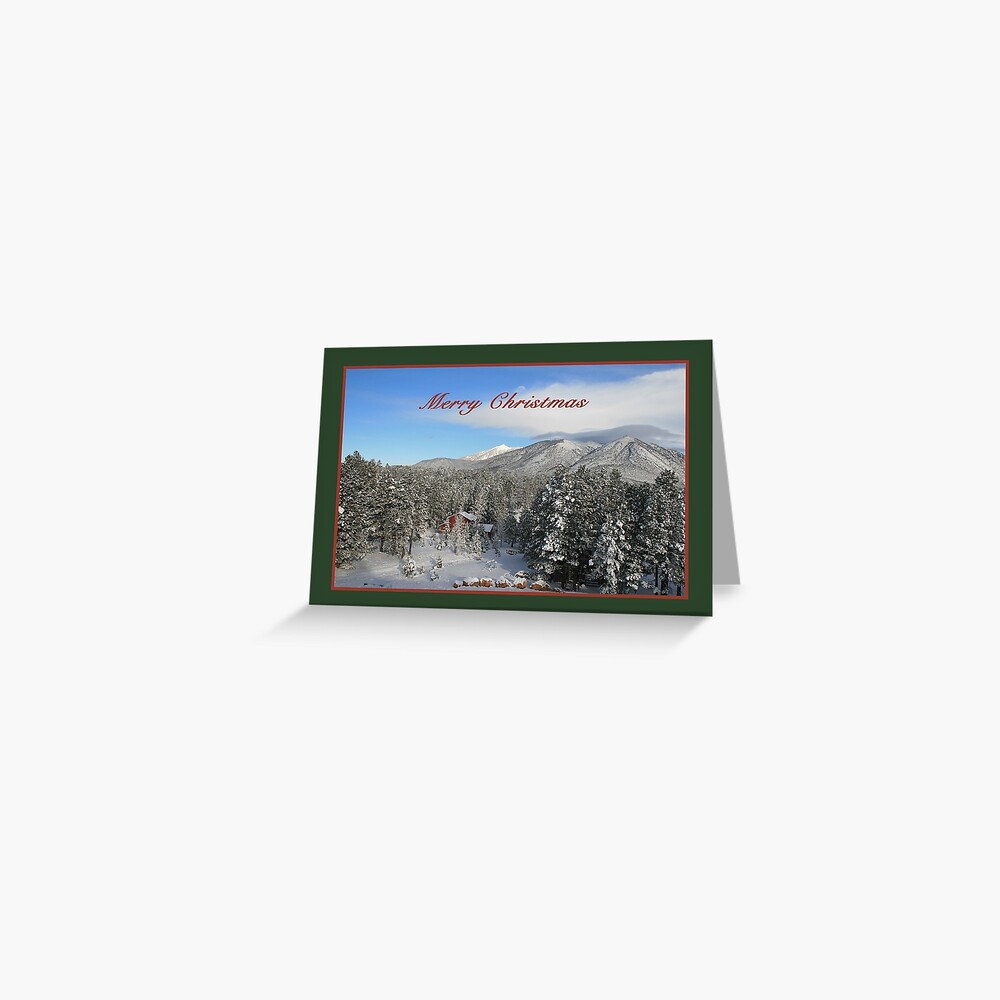 Christmas Card with snow, trees, and red - From ccnow.info Greeting Card