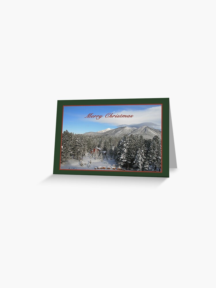 Thumbnail 1 of 2, Greeting Card, Christmas Card with snow, trees, and red - From ccnow.info designed and sold by sdawsoncc.