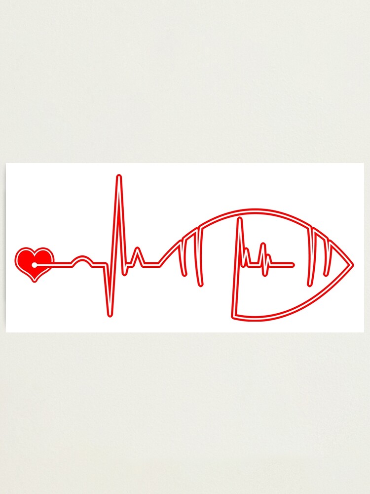 Ekg Ecg Linie Als American Football Ball Und Herz Linie Mit Rotem Herzen Als Ball Fotodruck Von Marcinadrian Redbubble