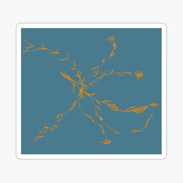 Orange Flower on Blue Sticker