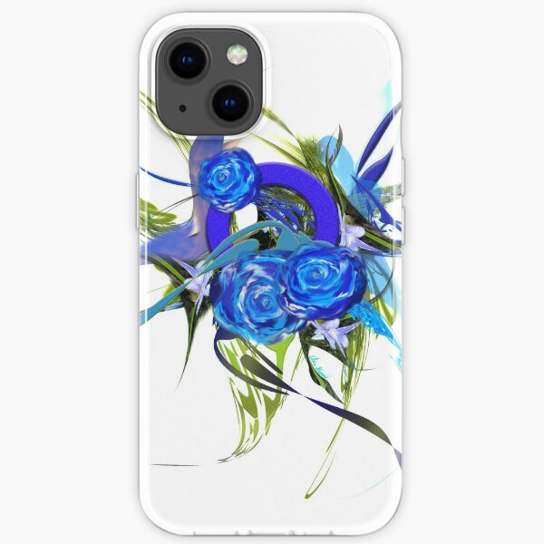Blue flower white by mjvision Mia Niemi iPhone Soft Case