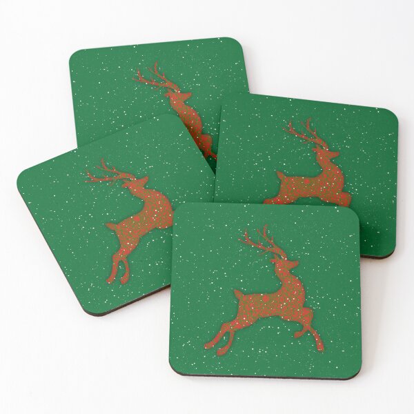 Item preview, Flying Red Reindeer Mandala in a Green Sky designed and sold by MandalaSoul.