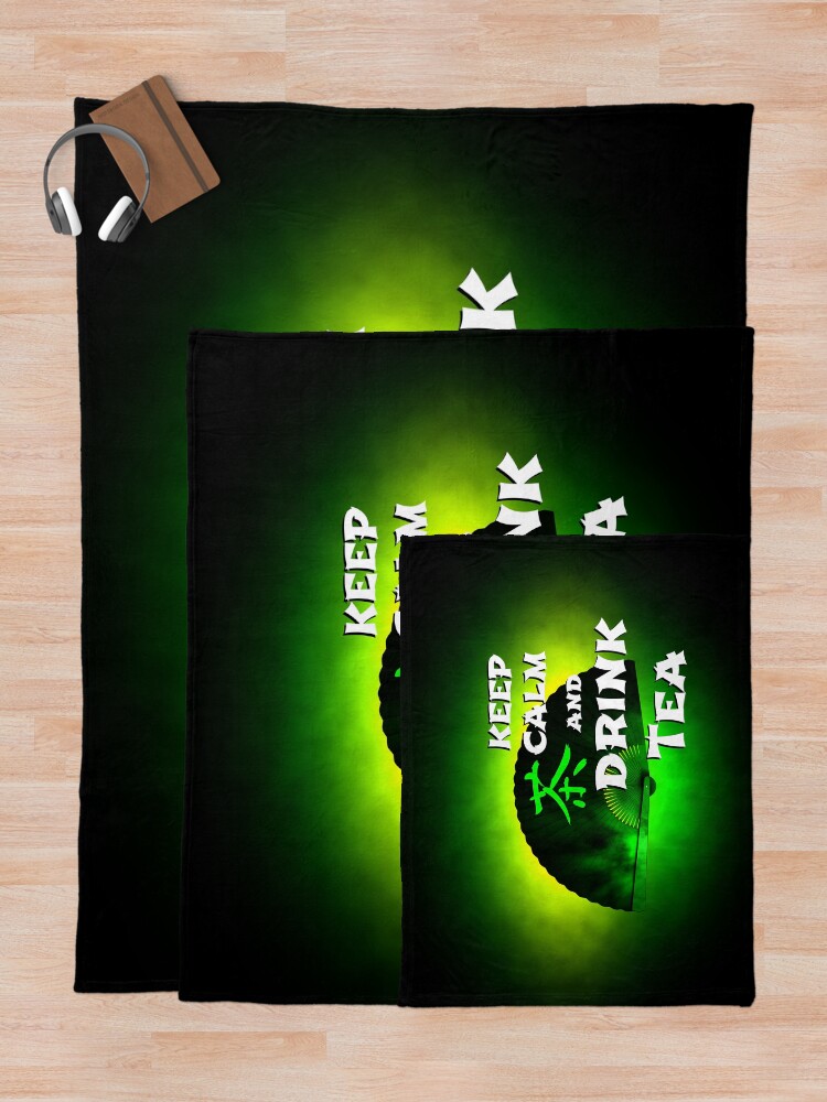 Alternate view of Keep Calm And Drink Tea - green tea Throw Blanket