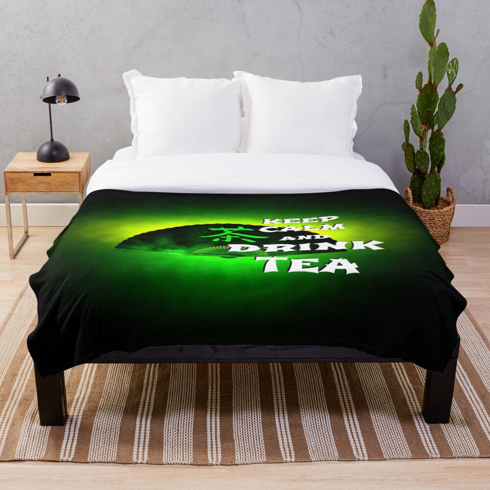Keep Calm And Drink Tea - green tea Throw Blanket