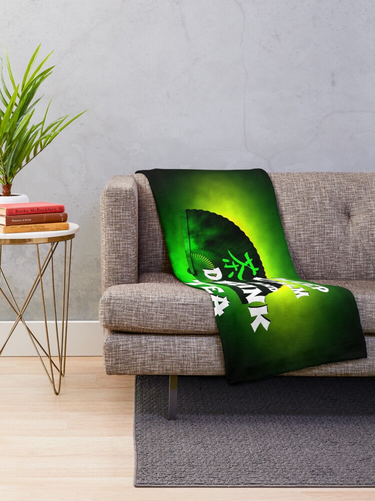 Alternate view of Keep Calm And Drink Tea - green tea Throw Blanket