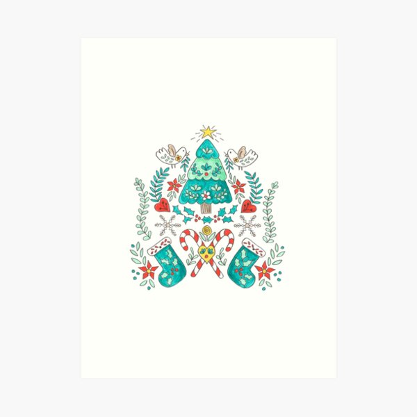 Folk Christmas Tree Art Print