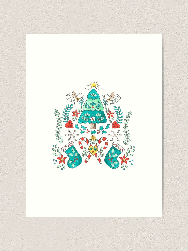 Alternate view of Folk Christmas Tree Art Print