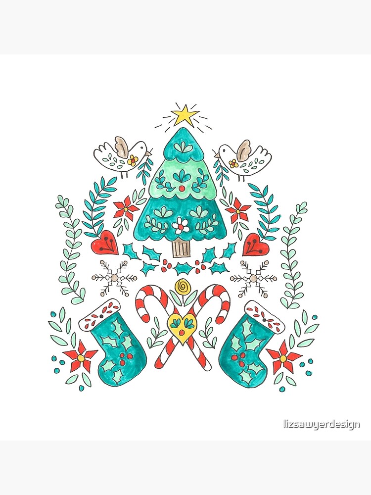 Folk Christmas Tree by lizsawyerdesign