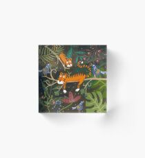 The tigers with singing blue birds Acrylic Block