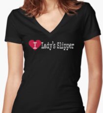 I Heart Lady's Slipper | Love Lady's Slipper - Cypripedium Women's Fitted V-Neck T-Shirt