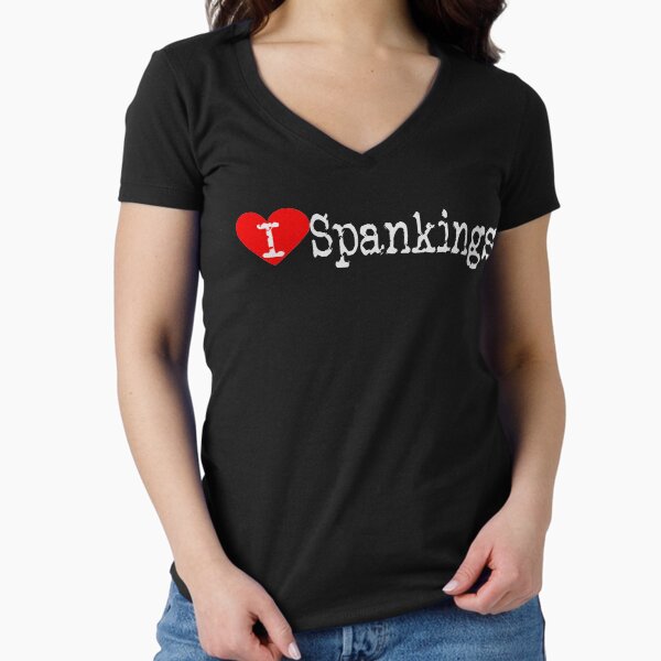 I Heart Spankings | Love Spankings Fitted V-Neck T-Shirt