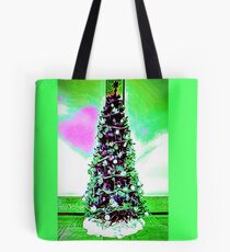 Christmas Tree White and Green Theme and a Pink Heart Tote Bag