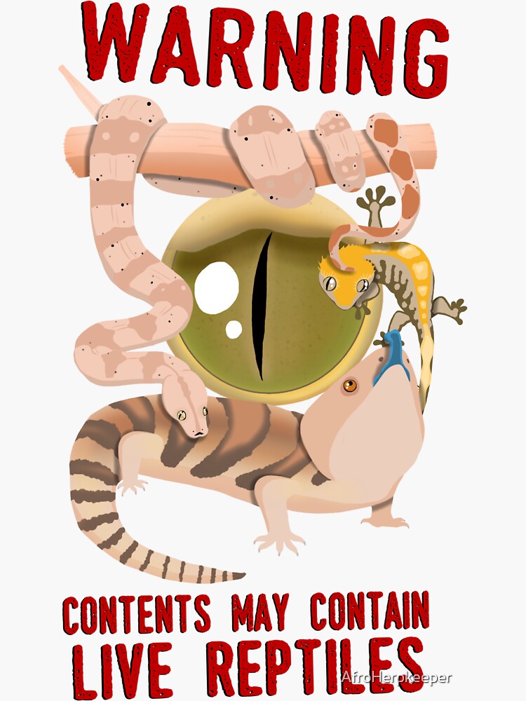 Thumbnail 3 of 3, Sticker, WARNING: LIVE REPTILES designed and sold by AfroHerpkeeper.