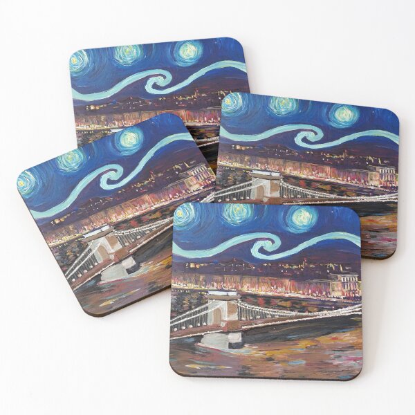 Item preview, Starry Night in Budapest Hungary with the Danube and the Parliament - Van Gogh Inspirations designed and sold by artshop77.