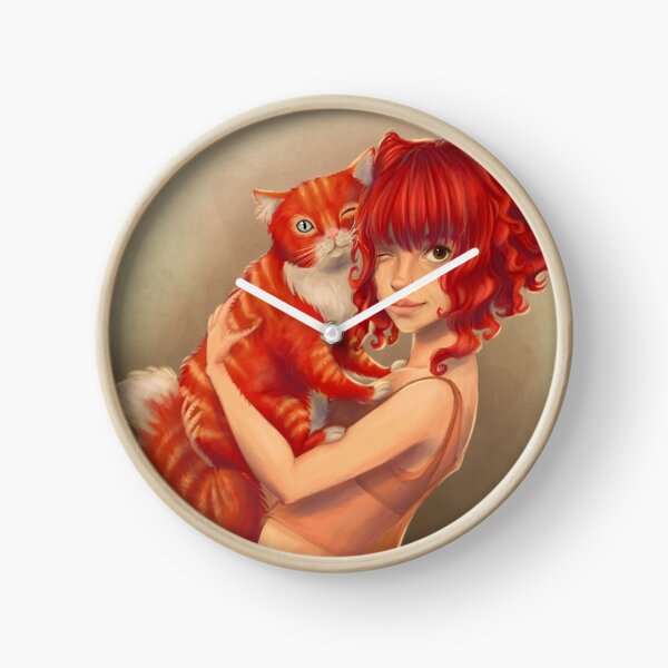 Cat red Clock