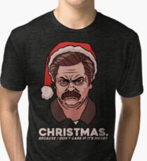 Ron Swanson Christmas Tri-blend T-Shirt