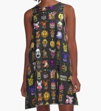 Five Nights at Freddy's - Pixel art - Multiple Characters New Set A-Line Dress