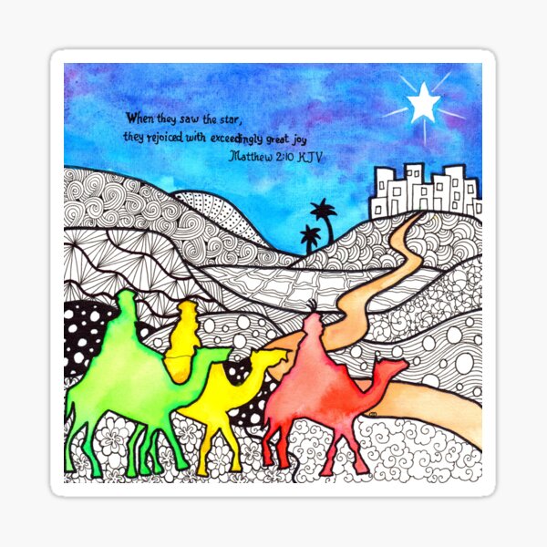 Watercolor Doodle | Three Wise Men Sticker