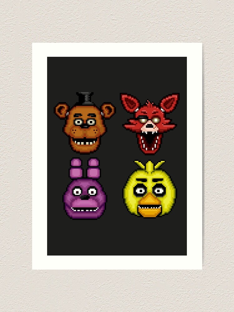 Five Nights At Freddys 1 Pixel Art The Classic 4 Art Print By Geeksomniac Redbubble 1711