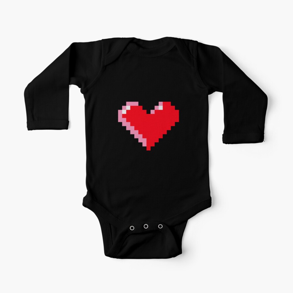 8 Bit Heart Baby One Piece By Nowherenoplace Redbubble