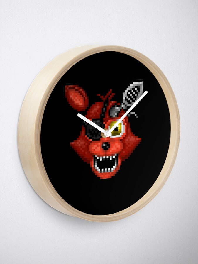 Adventure Withered Foxy Fnaf World Pixel Art Clock By Geeksomniac Redbubble