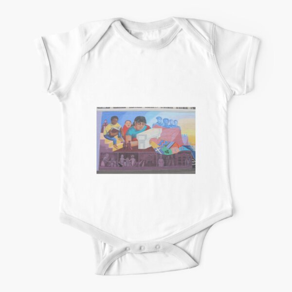 Painting Prints on Awesome Products,  #Mural #Painting #groupofpeople #30years #midadult #20years #youngadult #adult #mural #streetart #people #art #painting #graffiti #realpeople #horizontal #colorimage #wide #women #females #men #males Short Sleeve Baby One-Piece