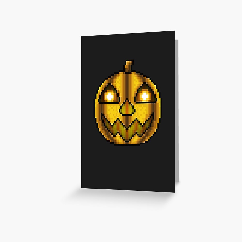 Five Nights At Freddys 4 Chica S Halloween Pumpkin Pixel Art Greeting Card By Geeksomniac Redbubble - playing as nightmare fredbear five nights at freddys 4 on roblox