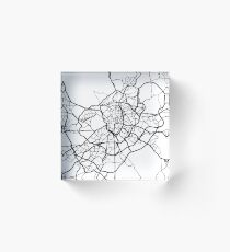 MADRID ESPAGNE BLACK CITY STREET MAP ART Bloc acrylique