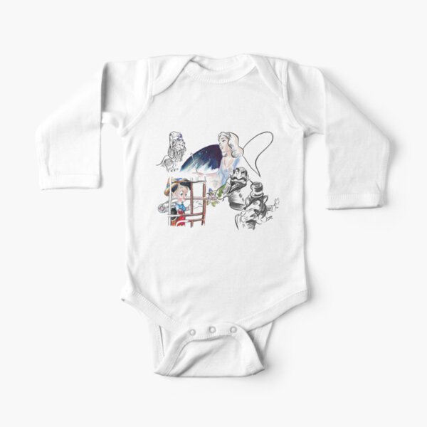 Story Lines - Pinocchio Characters Long Sleeve Baby One-Piece