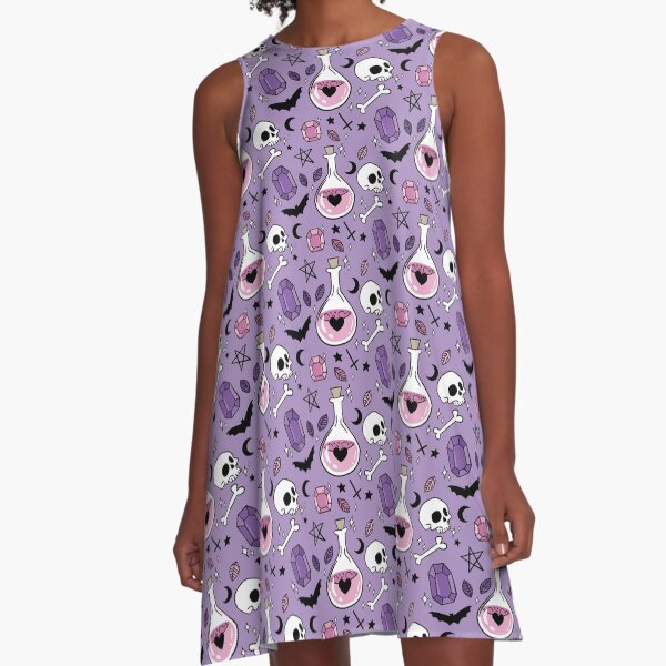 Bats, Bottles & Bones Pattern A-Line Dress