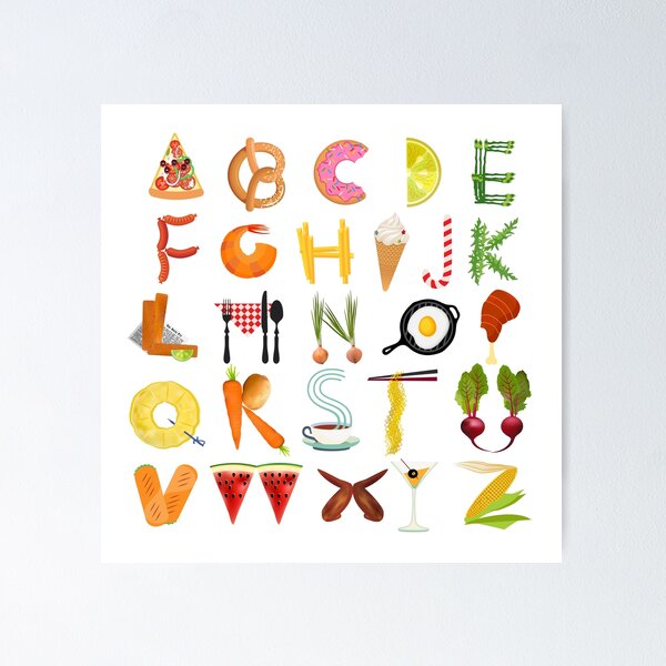 Artikel-Vorschau von Lebensmittel-Alphabet. Typografie-Küchenposter., designt und verkauft von Moloko88.