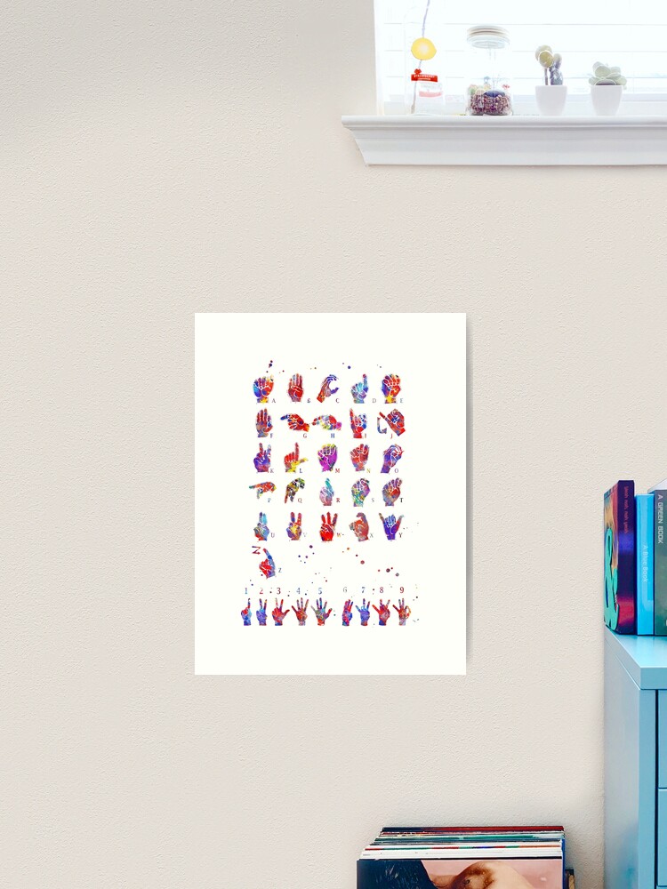 Watercolors European Sign Language Alphabet Watercolor Print