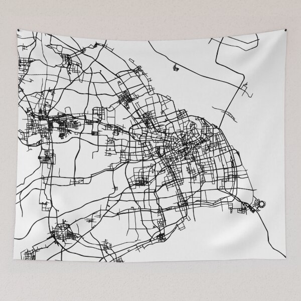 Item preview, SHANGHAI CHINA BLACK CITY STREET MAP ART designed and sold by deificusArt.