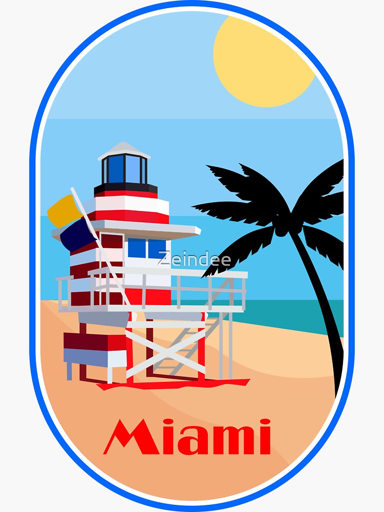 South Beach Miami Sticker For Sale By Zeindee Redbubble