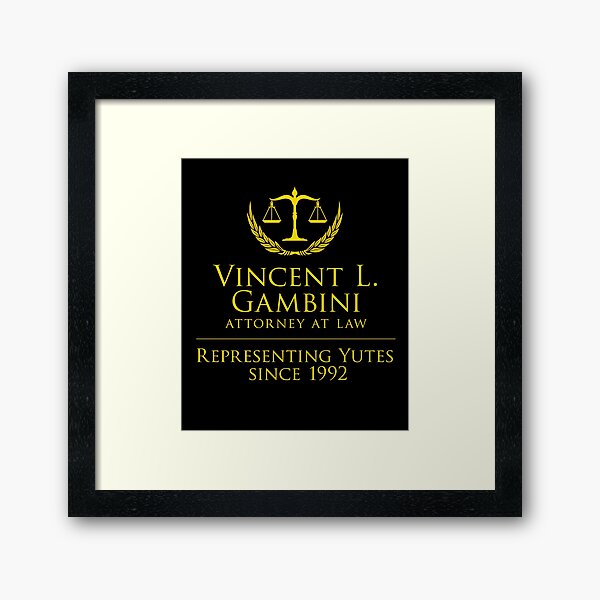 Aperçu de l'œuvre Vincent Gambini Gift, Représentant Yutes, Fan Gift, Mon cousin Vinny, Cabinet juridique de Vincent Gambini créée et vendue par BKLS.