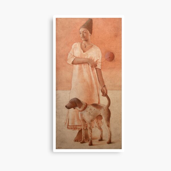 Girl With A Dog Canvas Print