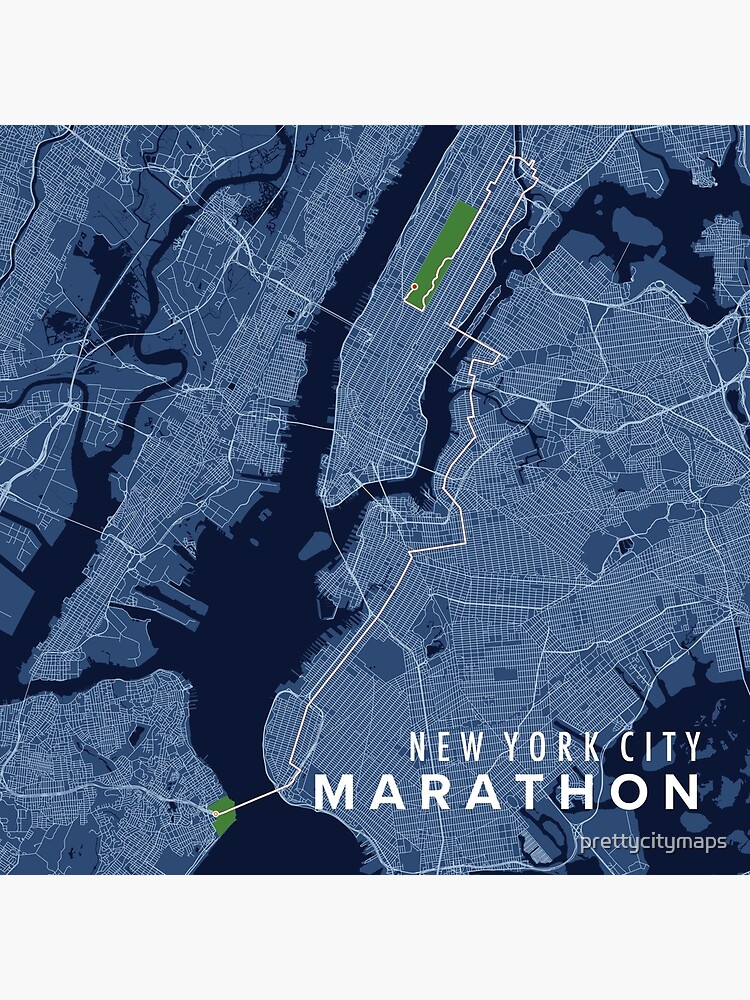 Discover New York City Marathon Race Course Map / Finisher Gift Premium Matte Vertical Poster